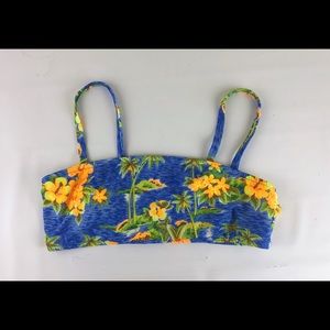 vintage retro yellow Hawaiian floral bikini top